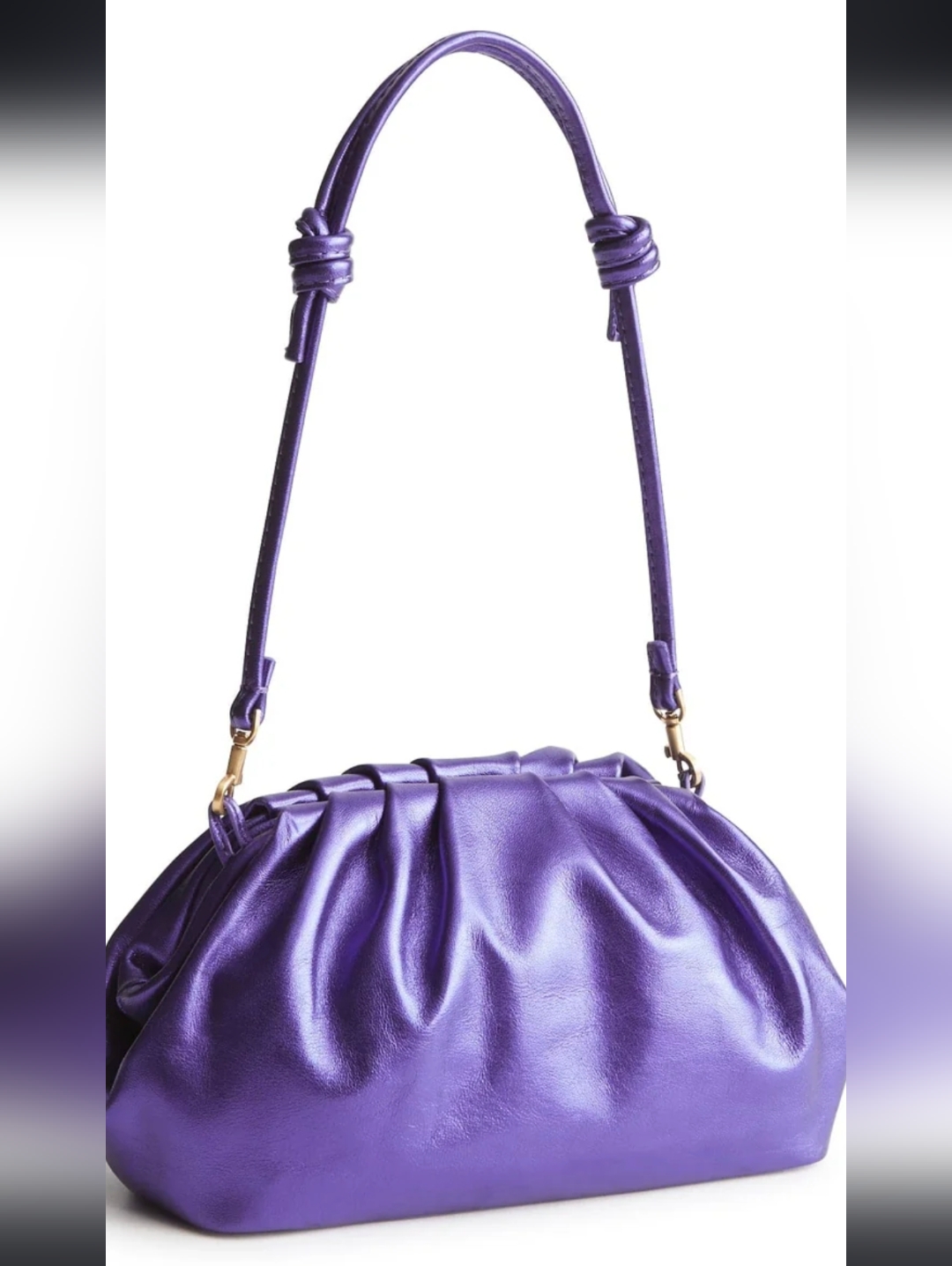 Vera Bradley Leather Taber Dumpling Bag In Purple Metallic Nwt